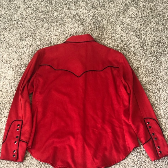 SCULLY Red Pearl Snap Button Down Sz L - Picture 6 of 7